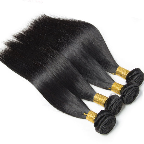 Peruvian Straight Human Hair Bundles With Closure