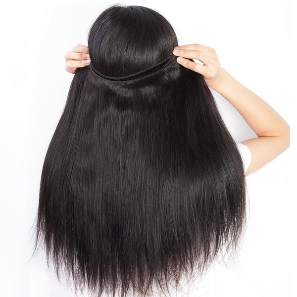 Peruvian Straight Human Hair Bundles With Closure
