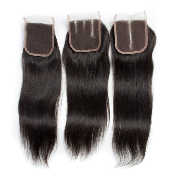 Peruvian Straight Human Hair Bundles With Closure