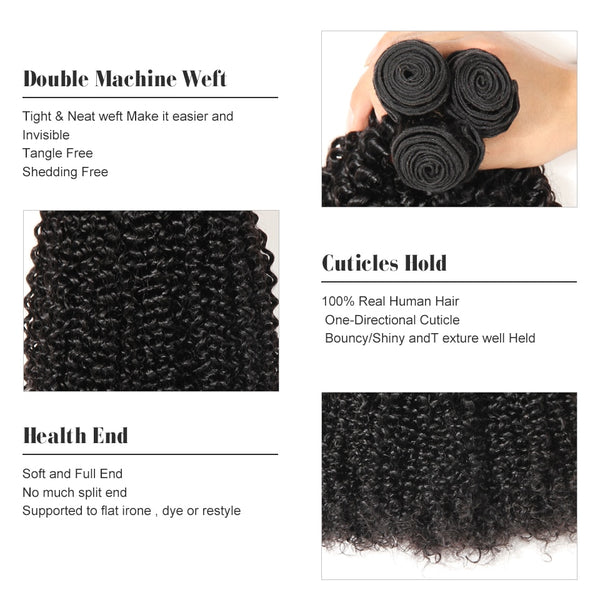 Malaysian Kinky Curly 3 Bundles With Frontal