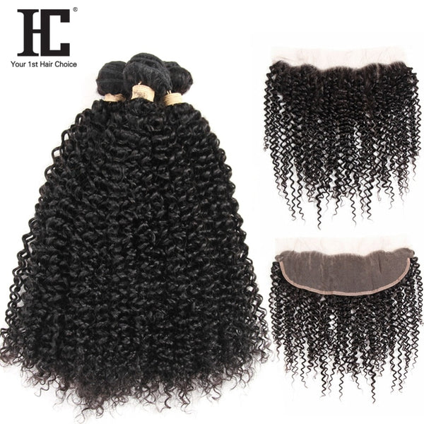 Malaysian Kinky Curly 3 Bundles With Frontal