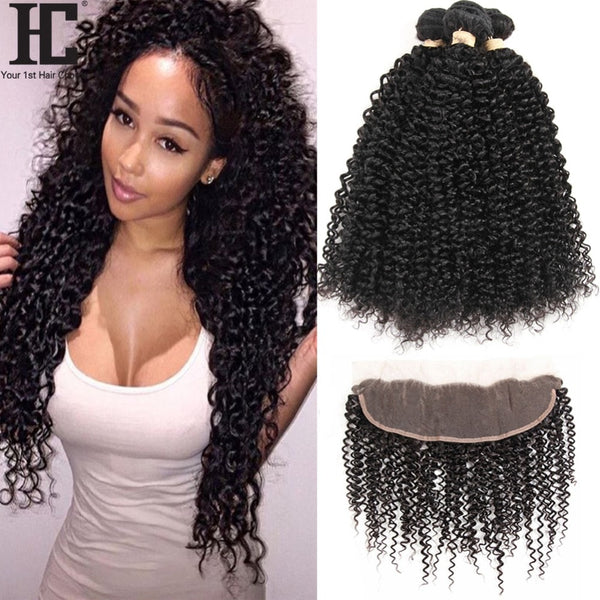 Malaysian Kinky Curly 3 Bundles With Frontal